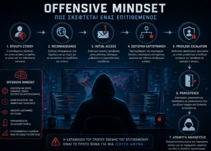 Offensive mindset and cyber attacker methodology illustration