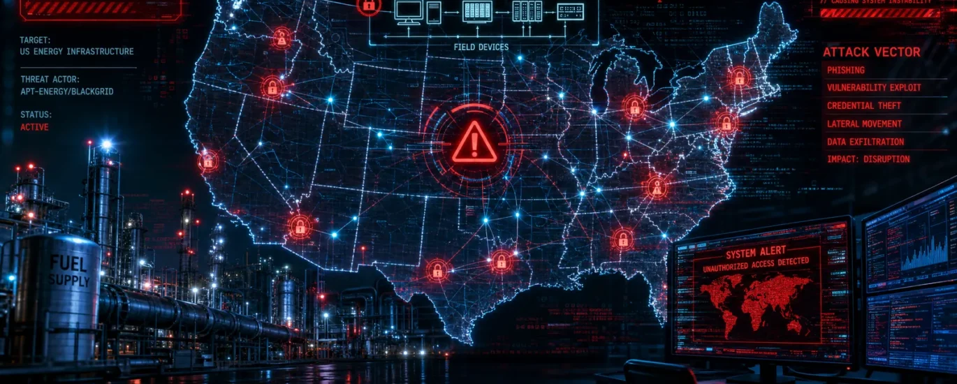 Cyberattack targeting fuel pump systems and critical infrastructure networks in the United States.