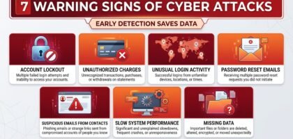 Infographic showing 7 warning signs of cyber attacks
