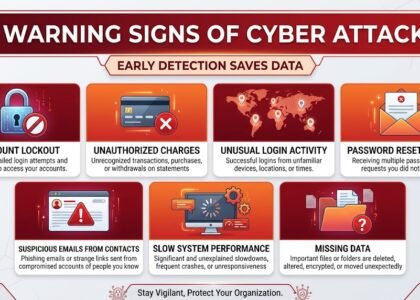 Infographic showing 7 warning signs of cyber attacks