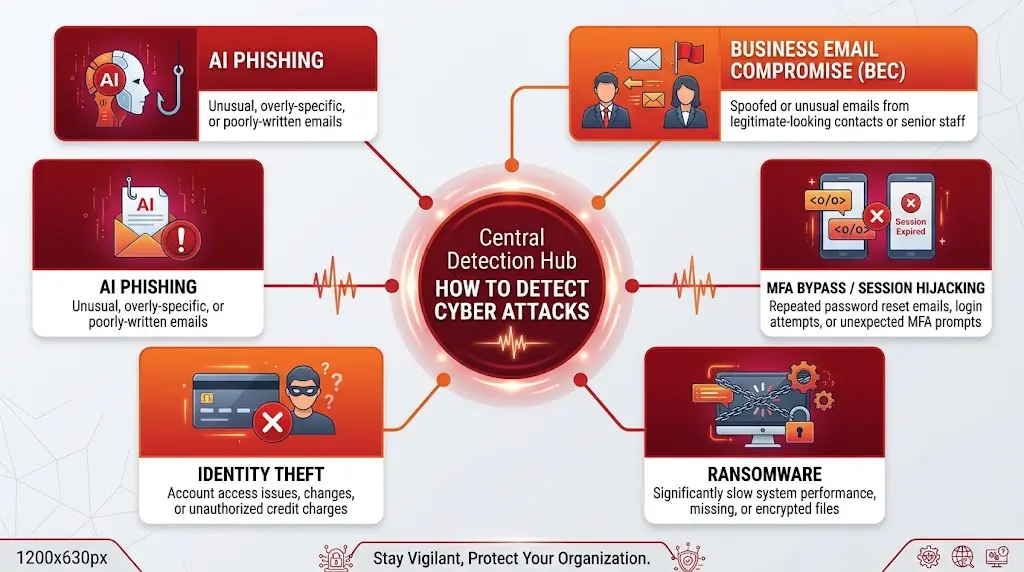 Diagram showing how warning signs connect to attack types