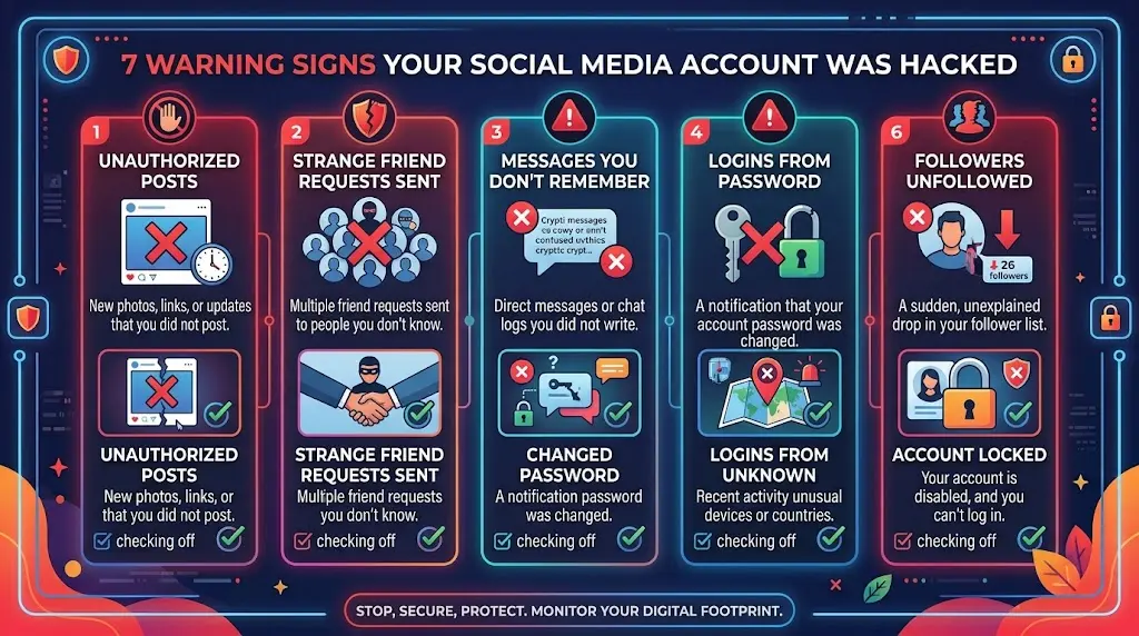 Checklist of signs your social media account might be hacked or compromised